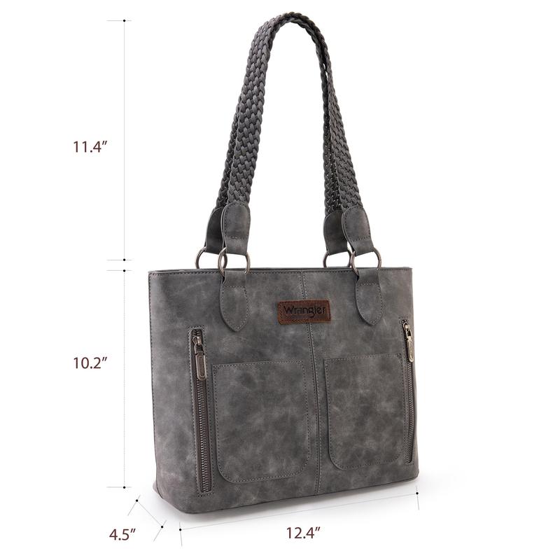Wrangler Distressed Tote Bag for Women Western Purse Multi Pockets Handbags and Shoulder Bag