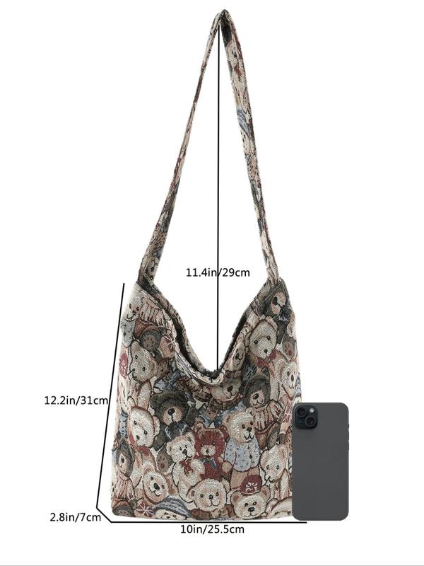 Women's Fashionable Butterfly Pattern Shoulder Bag, Casual Versatile Handbag for Daily Used, Trendy All-match Bag for Commute, Work, Travel, Fall Outfits, Fall Freshness Fall, 80s Fashion