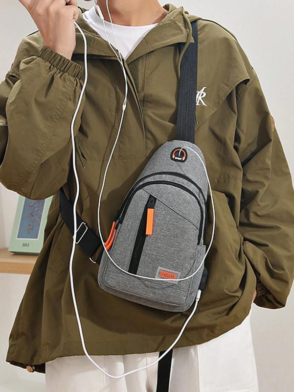 USB Large Capacity Men's Backpack Fashion Simple Trend About Color Contrast Casual Crossbody Bag Business Shoulder Practical Chest Bag Halloween Gift For Men Christmas College Bag Bag For Men  Bum Bag Gifts For Men Fall Scream Men Bag Travel Bag For Men