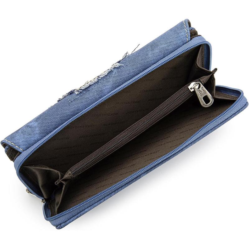 Embroidered Aztec Wallet for Women ern Denim Clutch Purse with Card Holder MW1210-W010JN