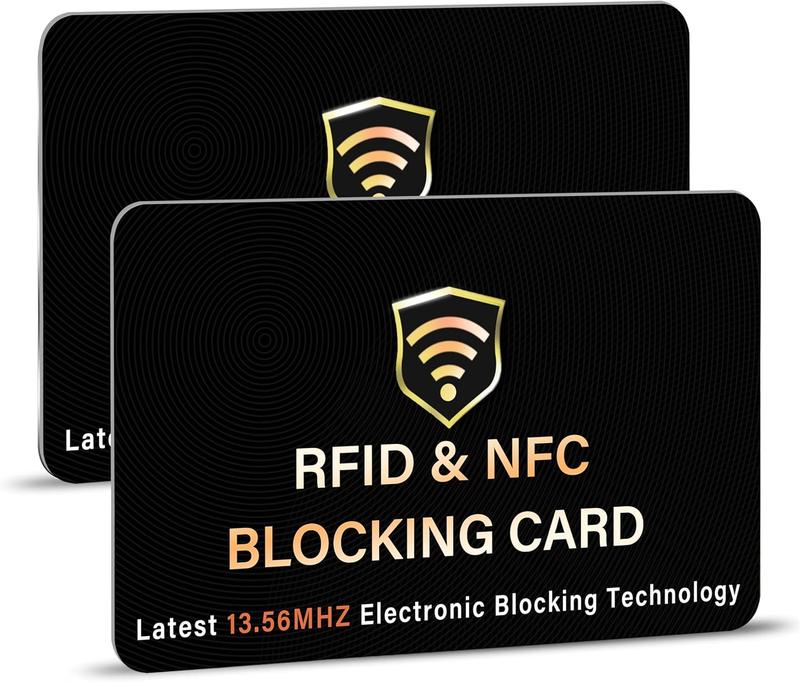 2 Pack RFID Blocking Card, One Card Protects Entire Wallet Purse, NFC Contactless  Deb Cred Card Protector ID ATM Guard Card Blocker(Black)