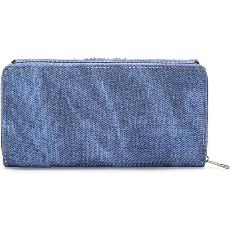 Embroidered Aztec Wallet for Women ern Denim Clutch Purse with Card Holder MW1210-W010JN