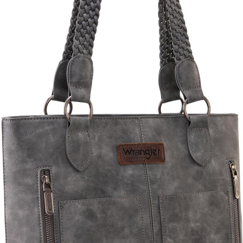 Wrangler Distressed Tote Bag for Women Western Purse Multi Pockets Handbags and Shoulder Bag