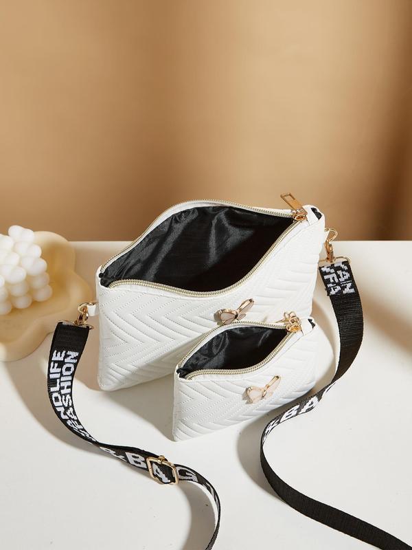 Women's Fashionable Butterfly Decor Zipper Crossbody Bag & Clutch Bag, Casual Versatile PU Leather Shoulder Bag & Card Holder, Trendy High-quality Daily Commuting Bag Set