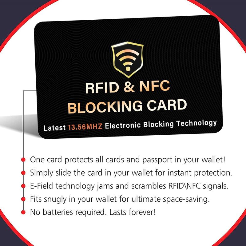 2 Pack RFID Blocking Card, One Card Protects Entire Wallet Purse, NFC Contactless  Deb Cred Card Protector ID ATM Guard Card Blocker(Black)