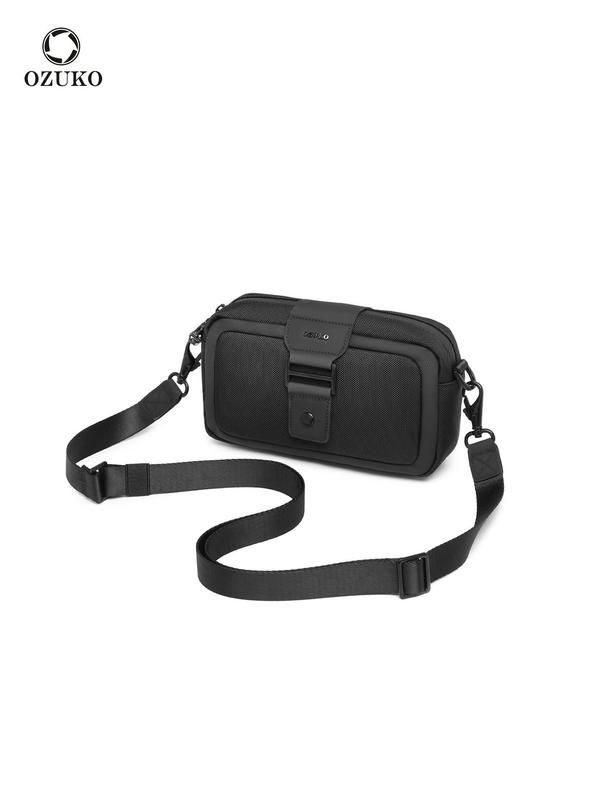 Men's Casual Solid Color Crossbody Bag, Lightweight Shoulder Bag, Fashionable Phone Bag for Travel & Hiking