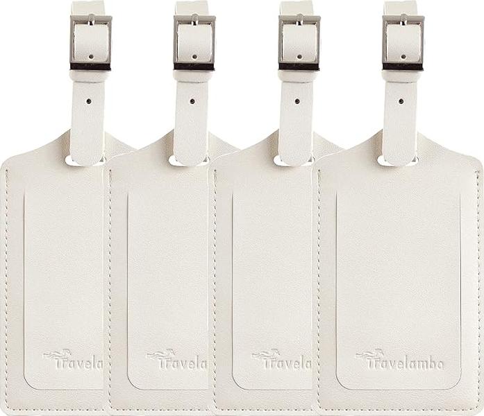 Travelambo 4 Pack Leather Luggage Tags for Suitcases Travel Tags