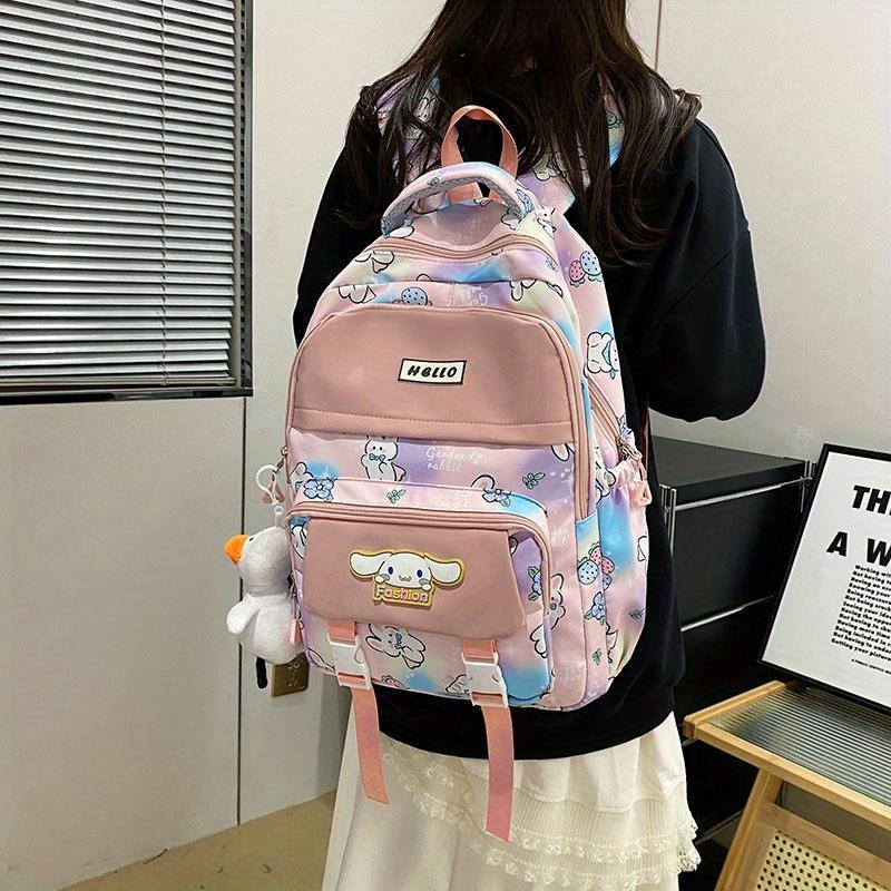 Cute Cartoon  Sanrio Pattern Backpack, 1 Count Large Capacity  Casual School Bag, Fashionable Backpack for Daily Use