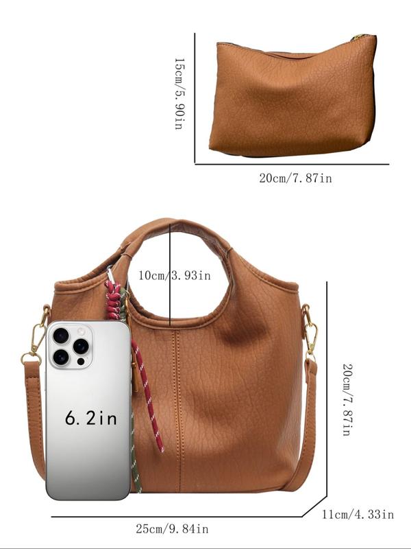 Women's Fashionable Braided Knot Design Handbag & Coin Purse, Casual Versatile Key Charm Crossbody Bag & Coin Purse, Trendy All-match Bag Set for Daily Use