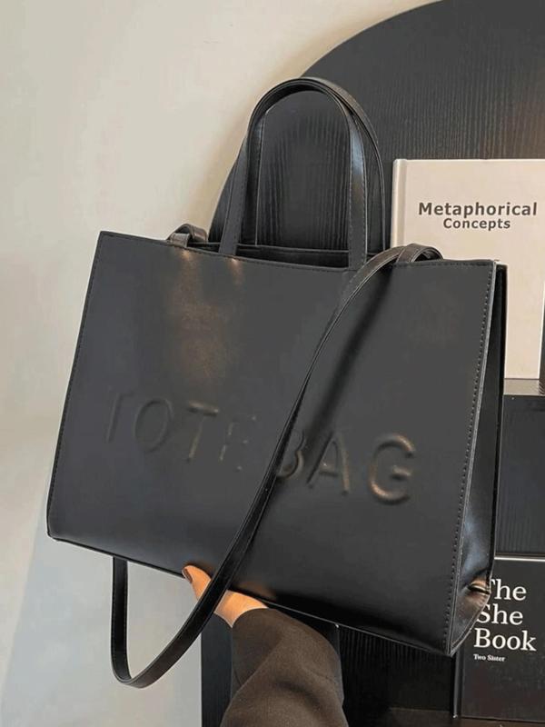 Women's Letter Pattern Tote Bag, Fashionable Large Capacity Shoulder Bag for Daily Commute, Casual Trendy Versatile High-quality Daily Commuting Bag