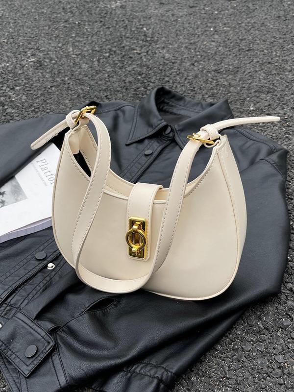 Elegant Matching Solid Shoulder Bag for Women, Fall 2024 Fashion Underarm Bag for Party & Dating, Casual Classic Trendy Clean Girl Half Moon Bag for Back To School, Fall Outfits, Fall Freshness