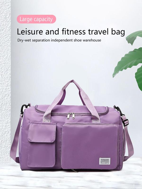 Casual Large Capacity Zipper Travel Bag, Trendy Personalized Patch Design Handheld Commuter Bag, Short-distance Business Trip Travel Portable Bag