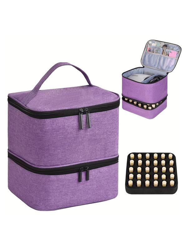 Double Layer Nail Polish Storage Bag, Portable Nail Polish Organizer with Handle, Nail Art Tool Storage Bag for Travel, Makeup Bag for Women & Girls