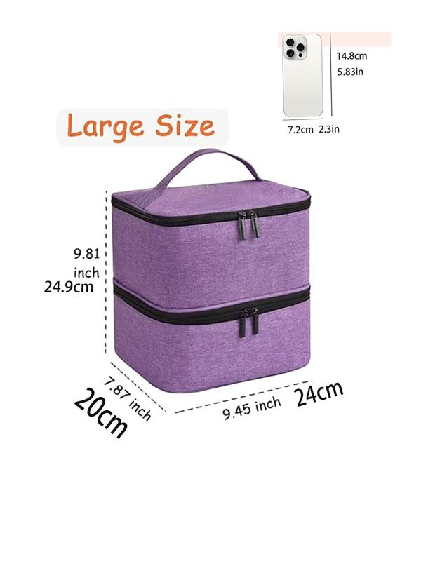 Double Layer Nail Polish Storage Bag, Portable Nail Polish Organizer with Handle, Nail Art Tool Storage Bag for Travel, Makeup Bag for Women & Girls