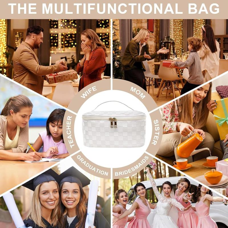 Large Makeup Bag Gifts for Women,Travel Makeup Case Organizer Bag with Removable Divider,Portable Make Up Bag  Bag Toiletry Bag in Washable Eco Leather