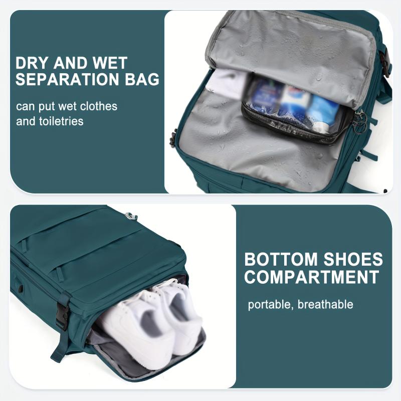 Flight Approved Multi Pocket Carry On Travel Backpack with Waterproof Laptop, Shoe Compartment, and Gym Bag Features