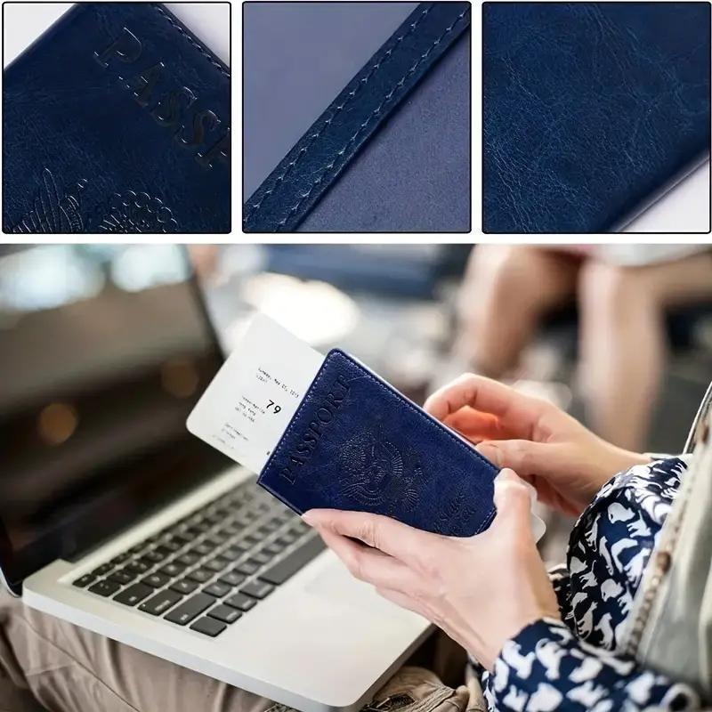 PU Leather Cover Passport Holder, 1 Count Lightweight Passport Card Case, Portable ID Card Bag, Protective Cover for Travel