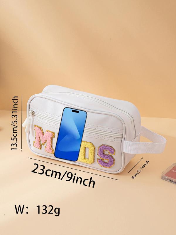 Letter Pattern Makeup Bag, Waterproof Cosmetic Bag, Zipper Makeup Organizer Pouch, Versatile Storage Bag for Travel & Daily Use