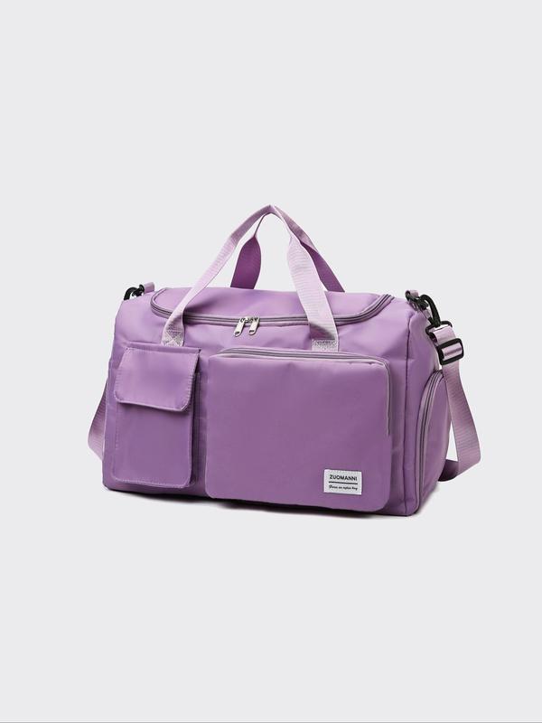 Casual Large Capacity Zipper Travel Bag, Trendy Personalized Patch Design Handheld Commuter Bag, Short-distance Business Trip Travel Portable Bag