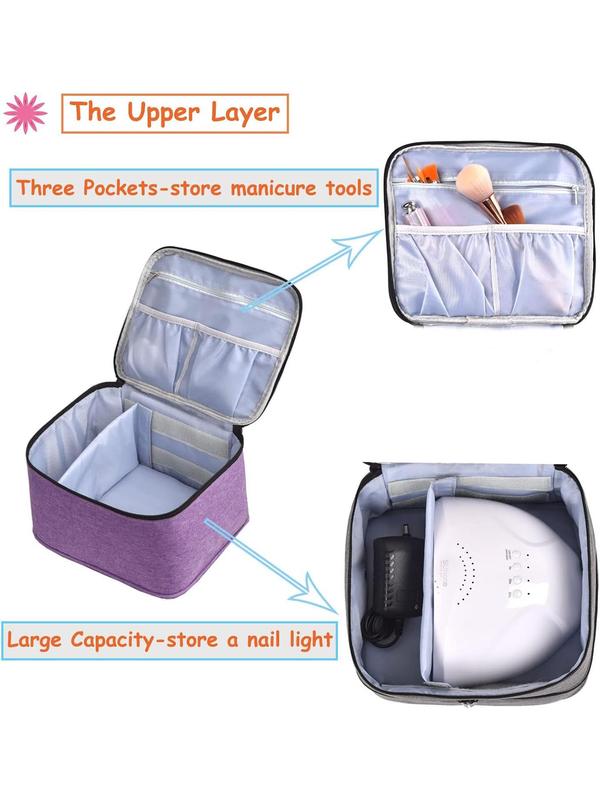 Double Layer Nail Polish Storage Bag, Portable Nail Polish Organizer with Handle, Nail Art Tool Storage Bag for Travel, Makeup Bag for Women & Girls