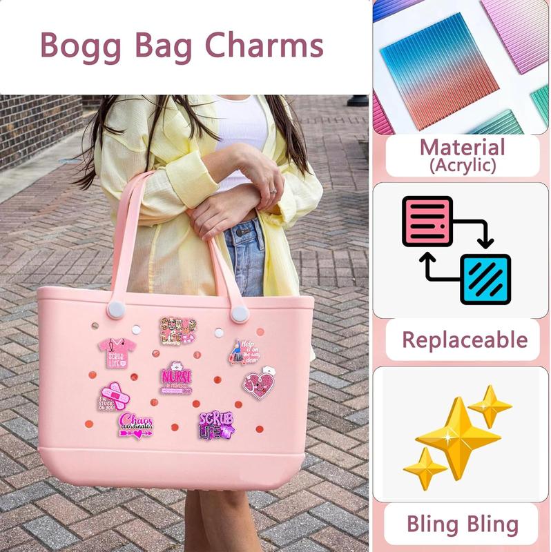 Bling Bag Charms for Bogg BagCute  Nurse Life Charms for Bogg Bag AccessoriesCompatible with Simply Southern Beach ToteNurse Women Girls