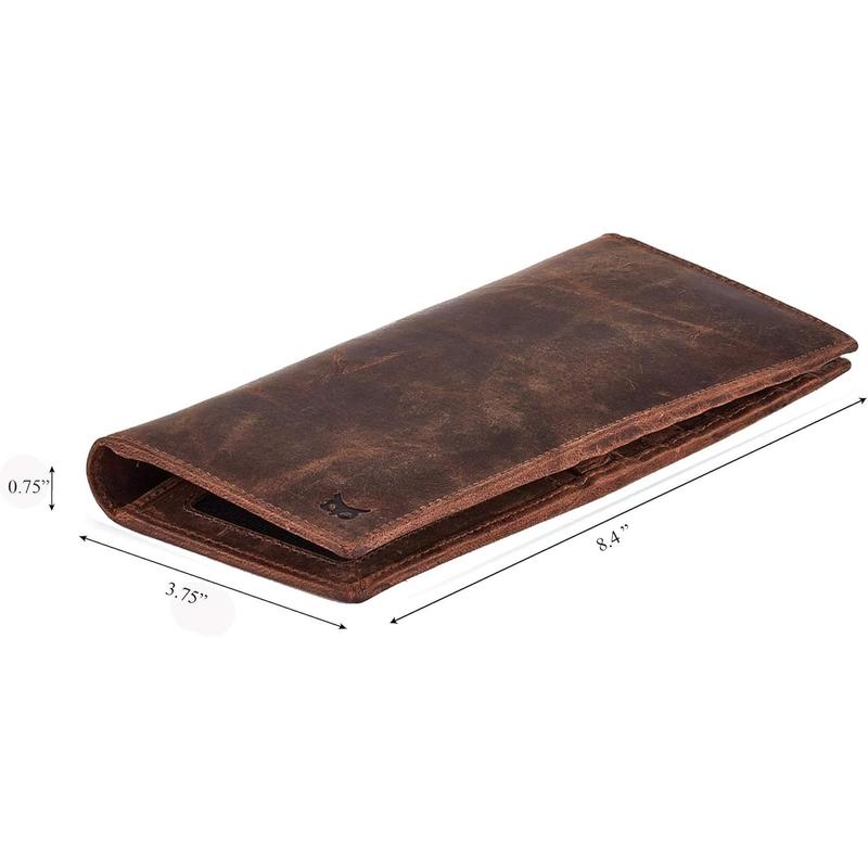 Long Wallet for Men Women Real Leather Bifold RFID Stylish Slim Handmade 2 ID Window Credit Card Holder in Gift Box