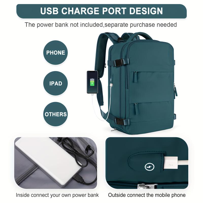 Flight Approved Multi Pocket Carry On Travel Backpack with Waterproof Laptop, Shoe Compartment, and Gym Bag Features