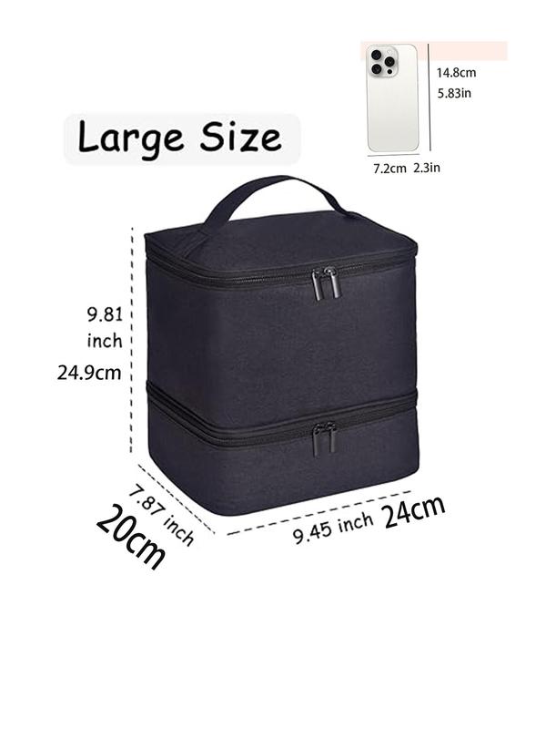 Double Layer Nail Polish Storage Bag, Portable Nail Polish Organizer with Handle, Nail Art Tool Storage Bag for Travel, Makeup Bag for Women & Girls