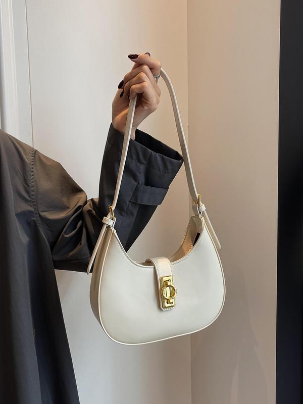 Elegant Matching Solid Shoulder Bag for Women, Fall 2024 Fashion Underarm Bag for Party & Dating, Casual Classic Trendy Clean Girl Half Moon Bag for Back To School, Fall Outfits, Fall Freshness