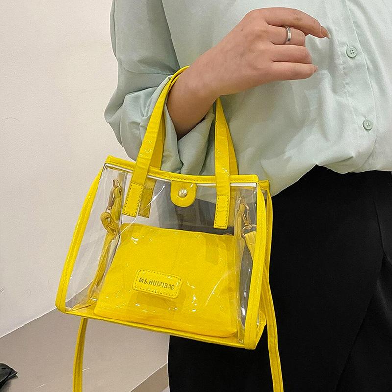 2 Pack Women's Handbag PVC Shoulder Bag Fashion Transparent Messenger Bag Unique Popular Design Shoulder Bag