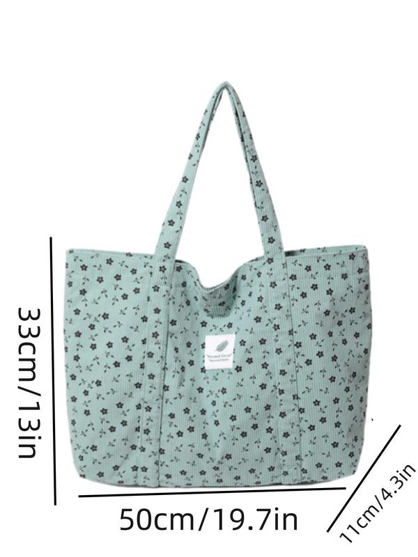 Cute Ditsy Floral Pattern Tote Bag, Large Capacity Shoulder Bag for Women & Girls, Casual Trendy Versatile All-match Daily Commuting Bag