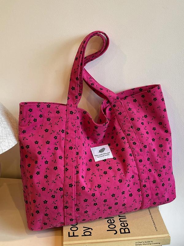Cute Ditsy Floral Pattern Tote Bag, Large Capacity Shoulder Bag for Women & Girls, Casual Trendy Versatile All-match Daily Commuting Bag