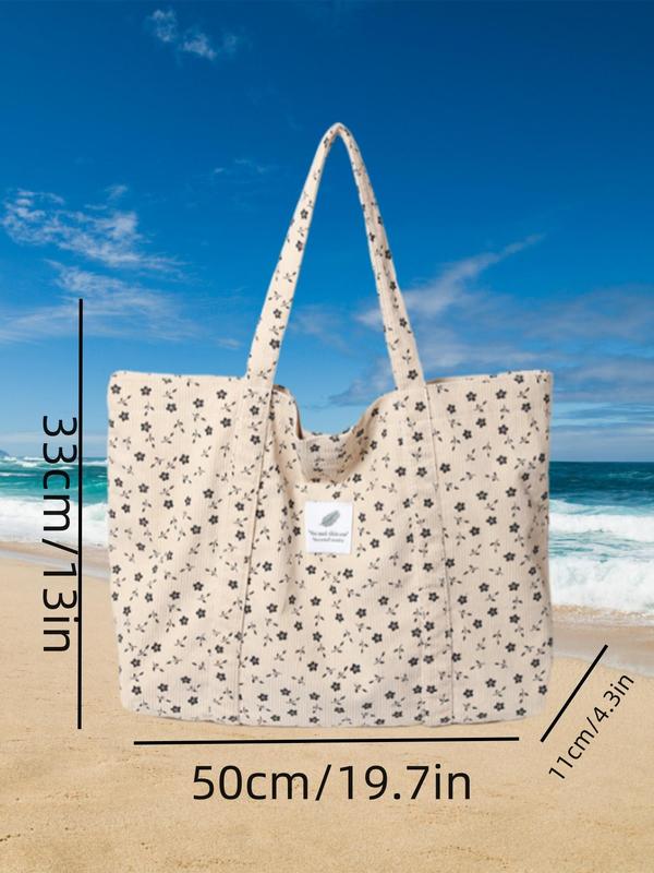 Cute Ditsy Floral Pattern Tote Bag, Large Capacity Shoulder Bag for Women & Girls, Casual Trendy Versatile All-match Daily Commuting Bag