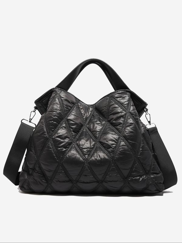 Women's Padded Quilted Design Tote Bag, 2024 New Style Fashionable Shoulder Bag for Daily Used, Casual Trendy Versatile High-quality Daily Commuting Bag