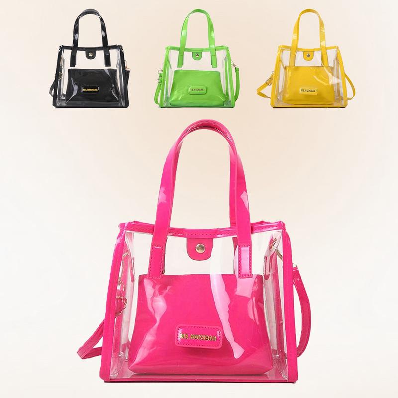 2 Pack Women's Handbag PVC Shoulder Bag Fashion Transparent Messenger Bag Unique Popular Design Shoulder Bag