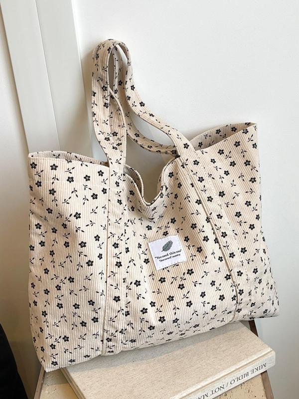 Cute Ditsy Floral Pattern Tote Bag, Large Capacity Shoulder Bag for Women & Girls, Casual Trendy Versatile All-match Daily Commuting Bag