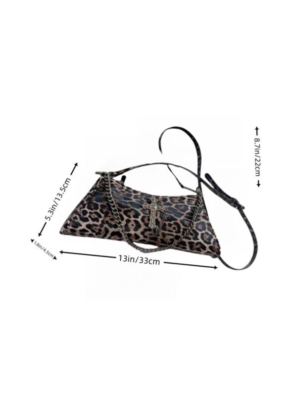 Fashion Leopard Pattern Criss Cross Design Crossbody Bag for Women, Casual Pu Leather Zipper Shoulder Bag,  Crossbody Purses 2024, Trendy Versatile Commuting Bag, Girl Fashionable Bag