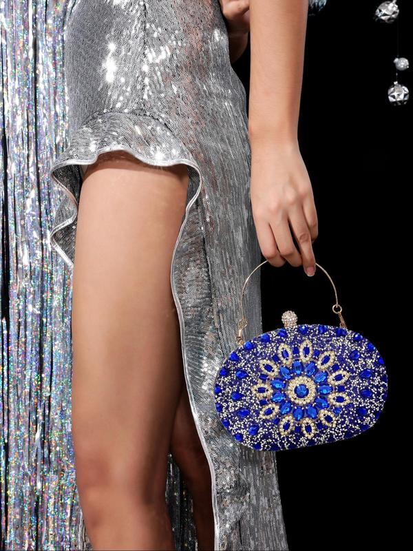 Women's Elegant Rhinestone Decorated Evening Bag, Exquisite Trendy Clutch Bag, Fashionable Bag for Party Decoration