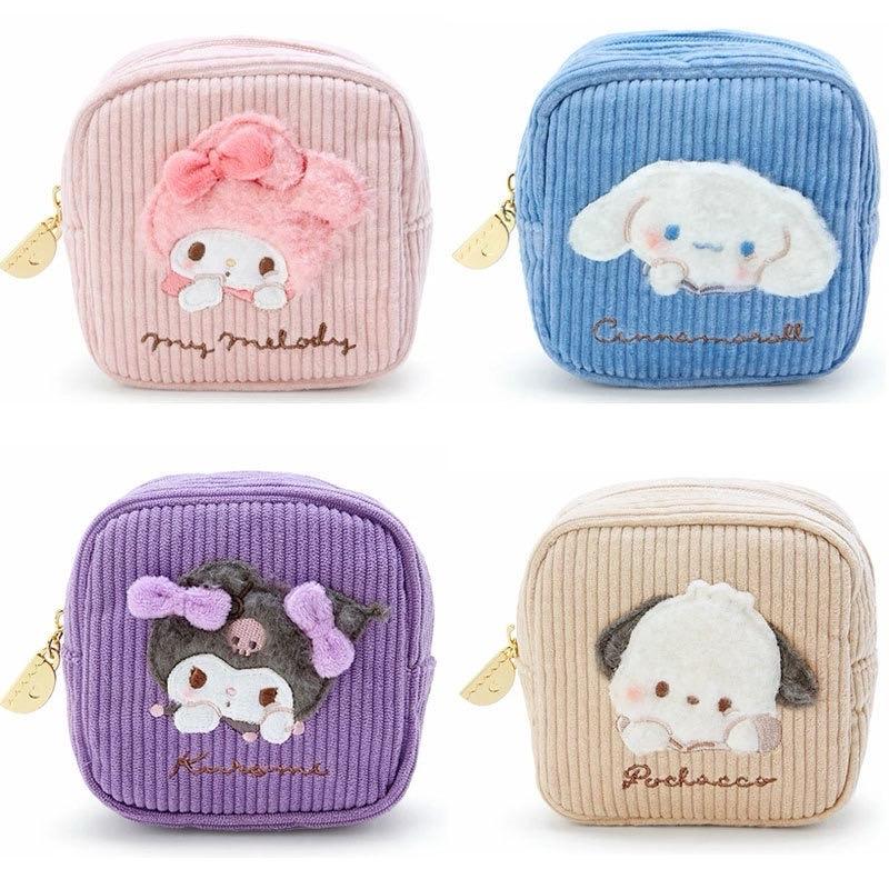 Mini Cute Cartoon Square Corduroy Zipper Coin Purses Cosmetic Bags