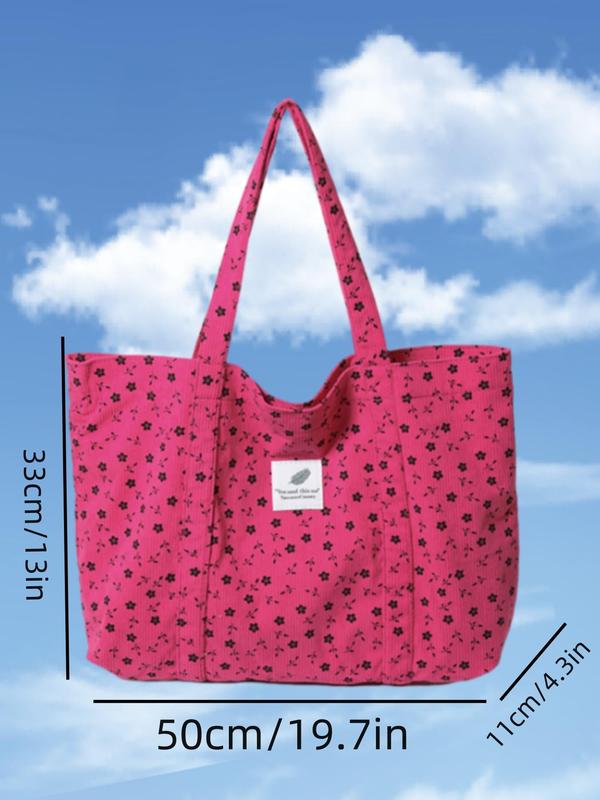 Cute Ditsy Floral Pattern Tote Bag, Large Capacity Shoulder Bag for Women & Girls, Casual Trendy Versatile All-match Daily Commuting Bag