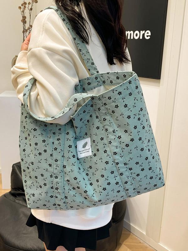 Cute Ditsy Floral Pattern Tote Bag, Large Capacity Shoulder Bag for Women & Girls, Casual Trendy Versatile All-match Daily Commuting Bag