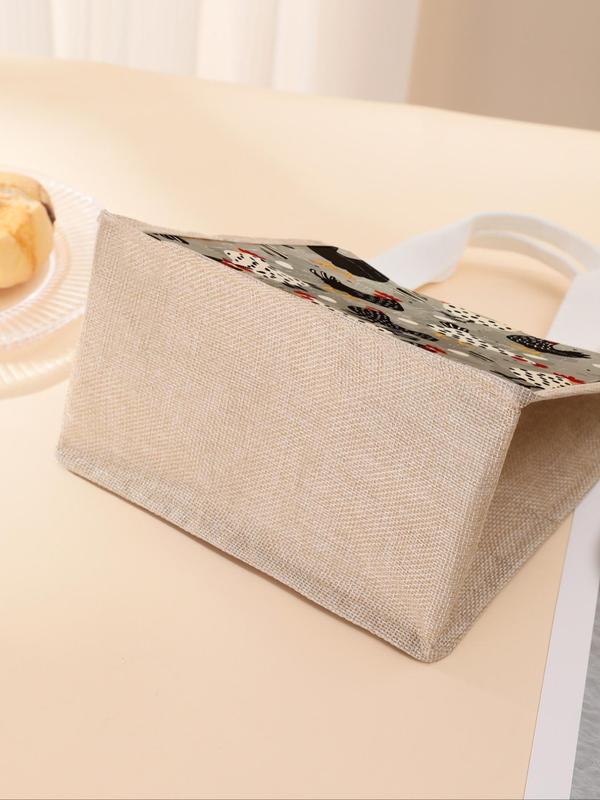 Chicken & Egg Pattern Lunch Bag, Portable Lunch Box Handbag, Large Capacity Lunch Bag for Women & Men, Casual Lunch Bag for School & Office & Camping & Picnic