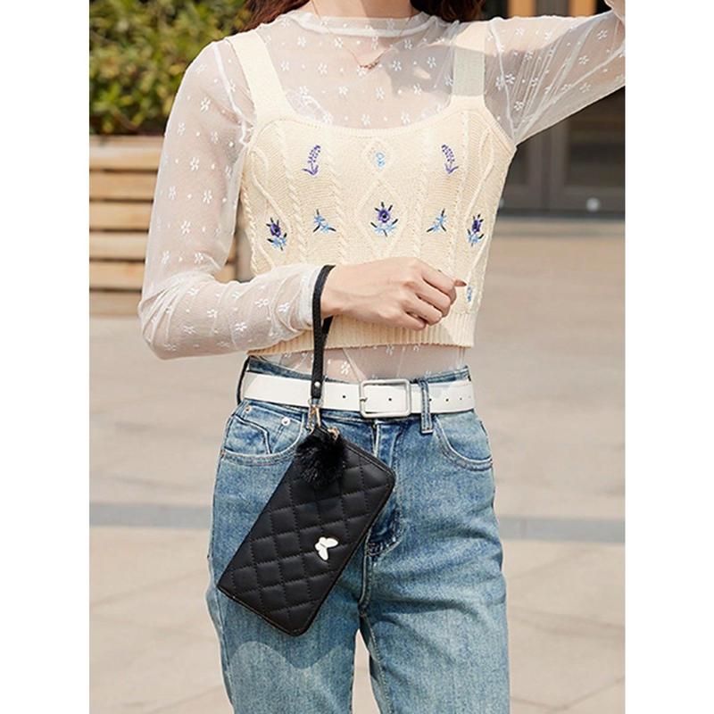 2023 New Fashion Ringer Embroidery Butterfly Women's Long Purse Women's Ultra-Thin Purse Lightweight Modern Business Credit Card ID Card Money Cash Long Wallet Business Casual Teacher's Day Teacher Gifts Work Business Commute Travel Holiday Office Vacatio