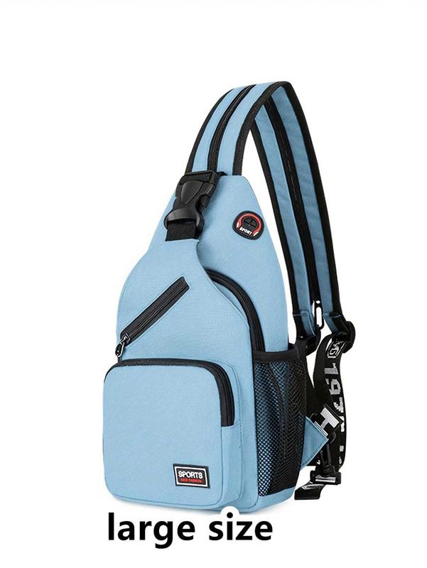 Multi Pockets Sling Backpack, Casual Nylon Crossbody Bag, Travel Hiking Daypack With Zipper Strap