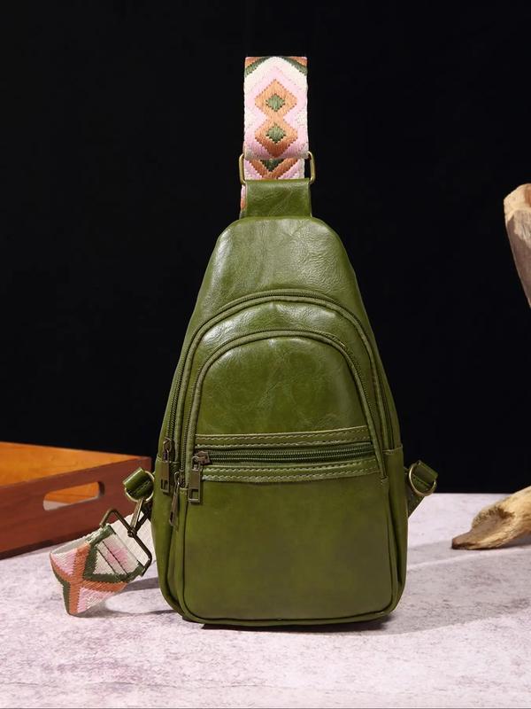 Women's Boho Style Ethnic Pattern Solid Color Fanny Pack, Casual Trendy Zipper Fanny Pack with Adjustable Strap, Versatile High-quality Daily Commuting Bag, Girl Fashionable Shopping Bag