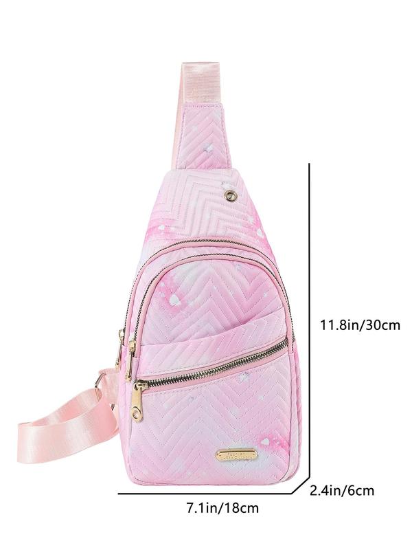 Women's Quilted Fanny Pack, Fashionable Galaxy Pattern Zipper Chest Pack, Casual Sports Phone Bag for Beach Travel, Daily Use