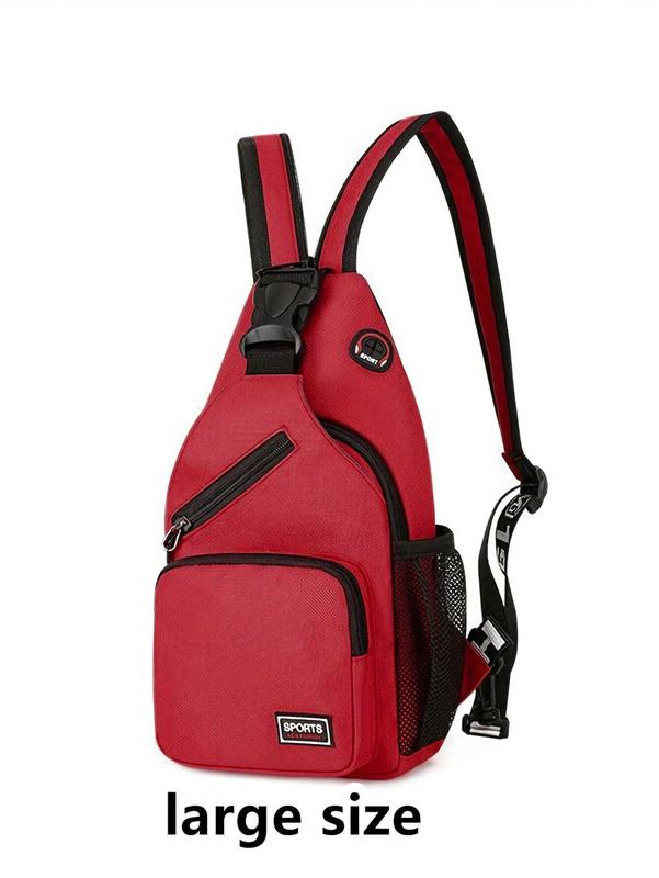 Multi Pockets Sling Backpack, Casual Nylon Crossbody Bag, Travel Hiking Daypack With Zipper Strap