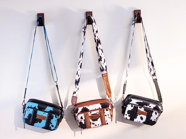 Wrangler Hot Sale Cow Print Crossbody Bag for Women Western Cowgirl Crossbody Purses with Guitar Strap