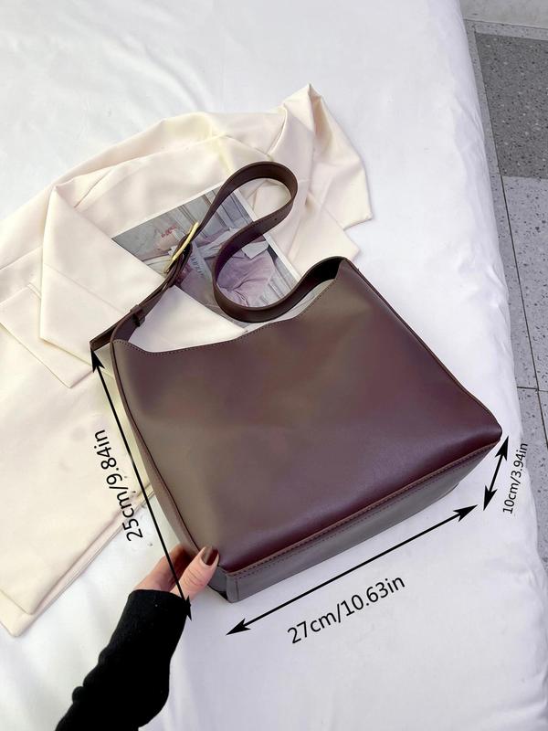 2pcs Women's Simple Style Solid Color Shoulder Bag Set, Including Large Capacity Crossbody Bag & Clutch, Fashionable Tote Bag Set For Daily Use