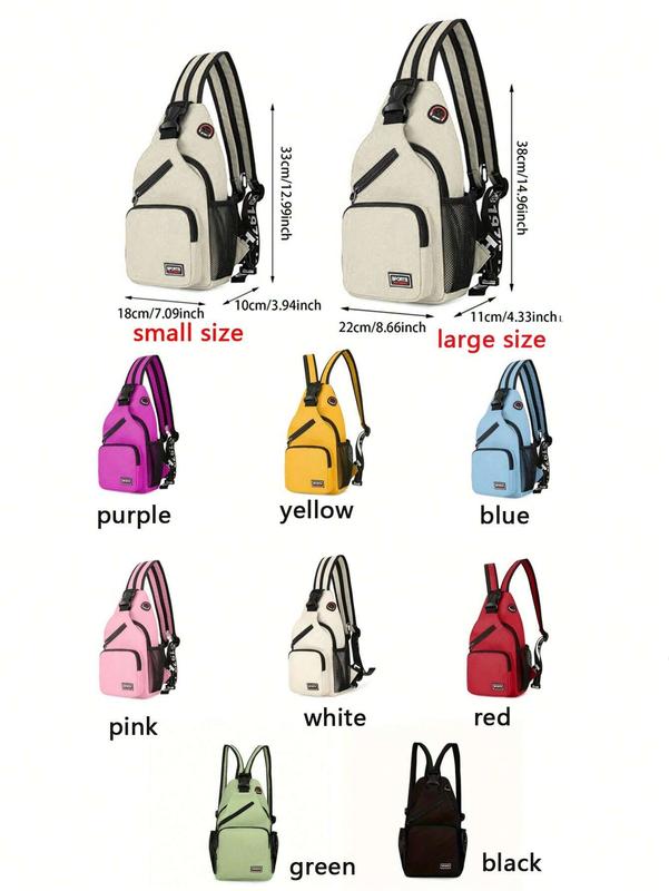 Multi Pockets Sling Backpack, Casual Nylon Crossbody Bag, Travel Hiking Daypack With Zipper Strap